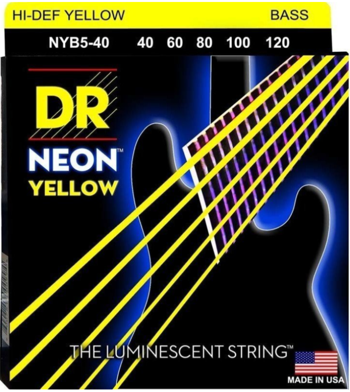 DR Strings NYB5-40 HiDef Neon Yellow Saiten, 40-120